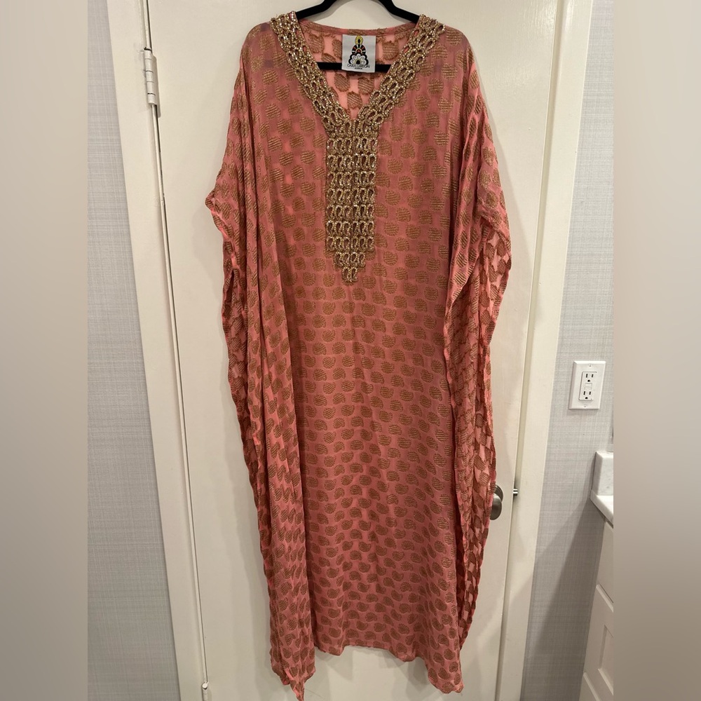 Handmade Caftan- Elegant Pink and Gold